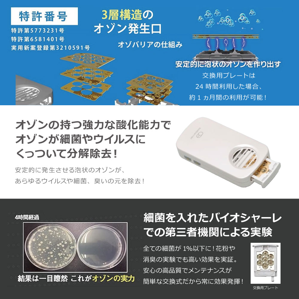 楽天市場】【あす楽】エクレール 低濃度オゾン発生器 オゾバリア 全2色