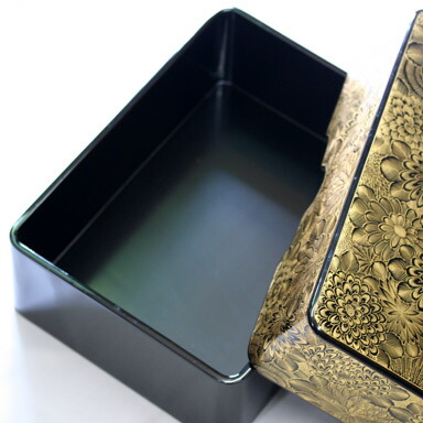 文庫 かぶせ蓋 菊彫詰 漆 文箱 BOX 小物入 漆器 御祝 贈り物 書類入れ