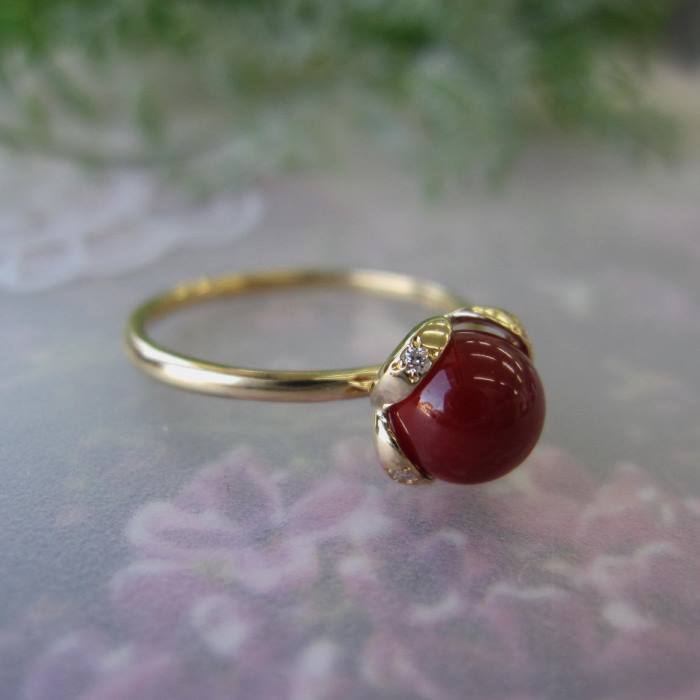 楽天市場】日本 高知産血赤珊瑚 リング 指輪 （6.2ミリ） ダイヤ0.02ct