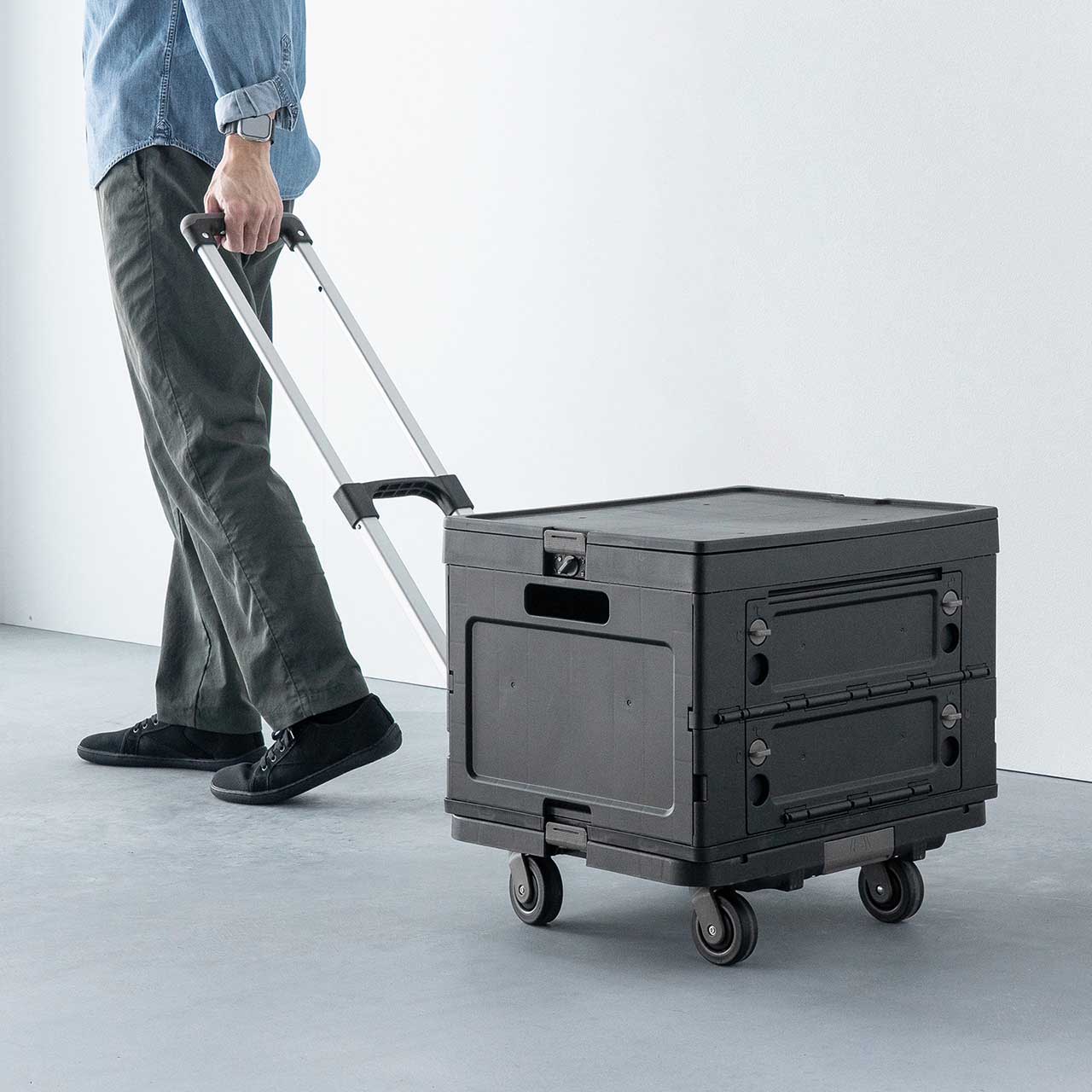 楽天市場】折りたたみ台車 専用コンテナ付き キャリーカート 大容量47L