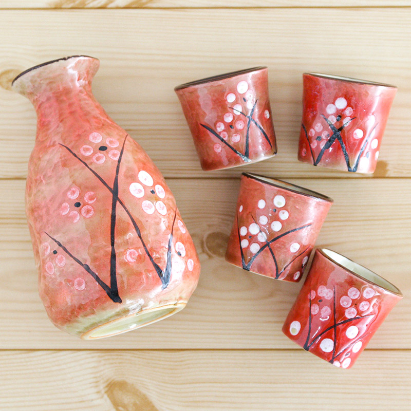 楽天市場】【アウトレット】茶線 梅柄 太目徳利 & お猪口 4個セット