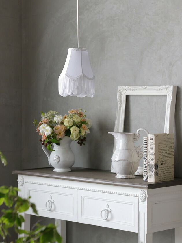 レトロ☆白くて小さなランプシェード(おまけ付き) ペンダントライト