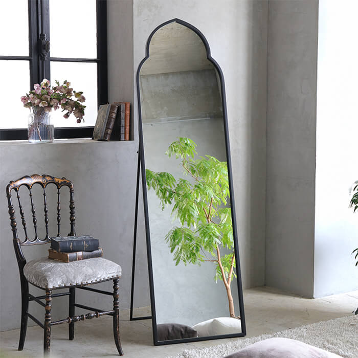 楽天市場】スタンドミラー アイアン Clara ブラック // 鏡 スタンド 黒
