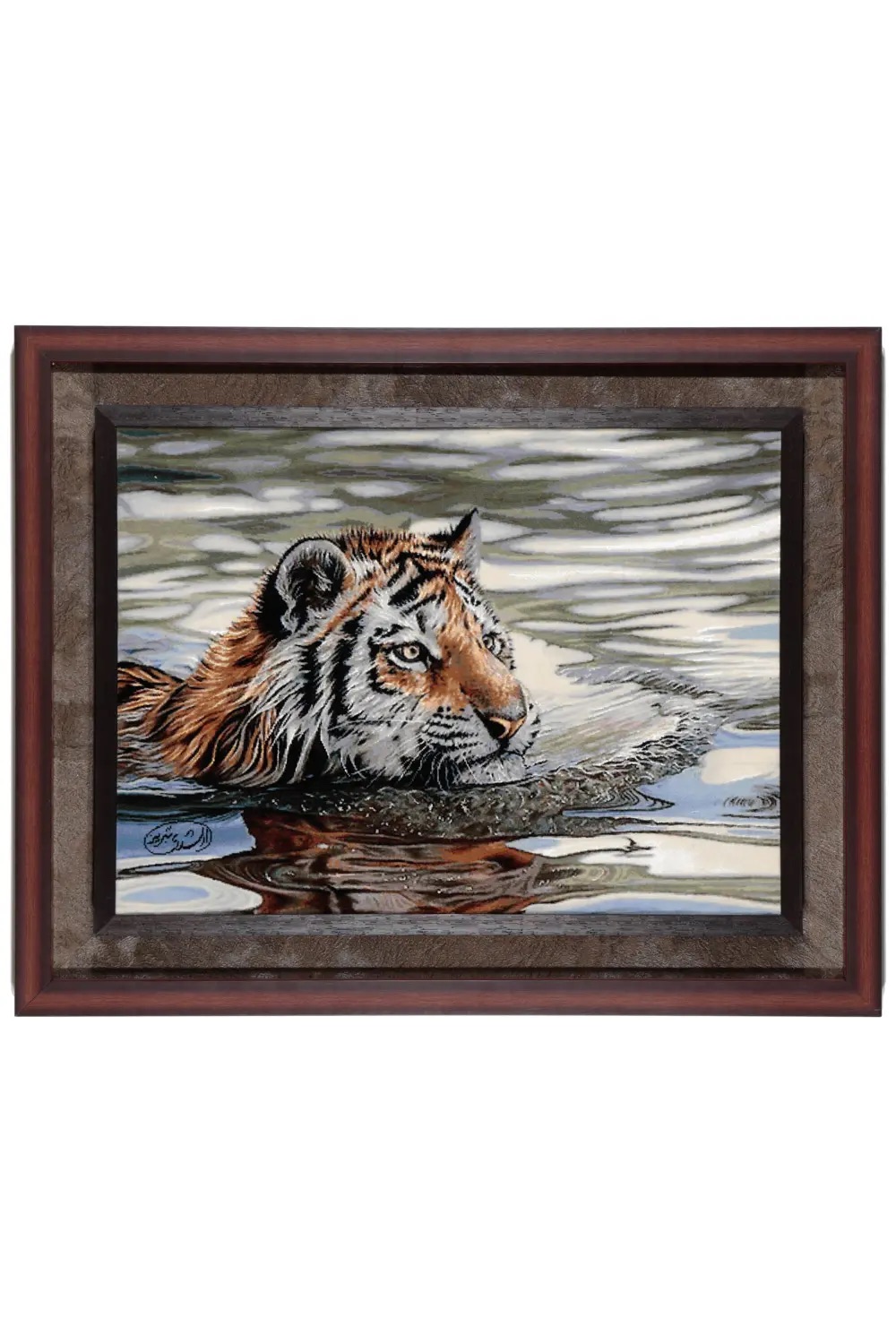 犬(チワワ）絵画絨毯 高級ペルシャ絨毯 ウール・シルク手織