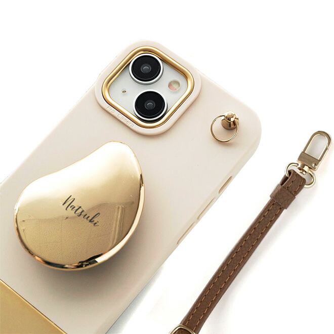 iPhone15Pro しいちゃん スマホケース リップケース ベージュ