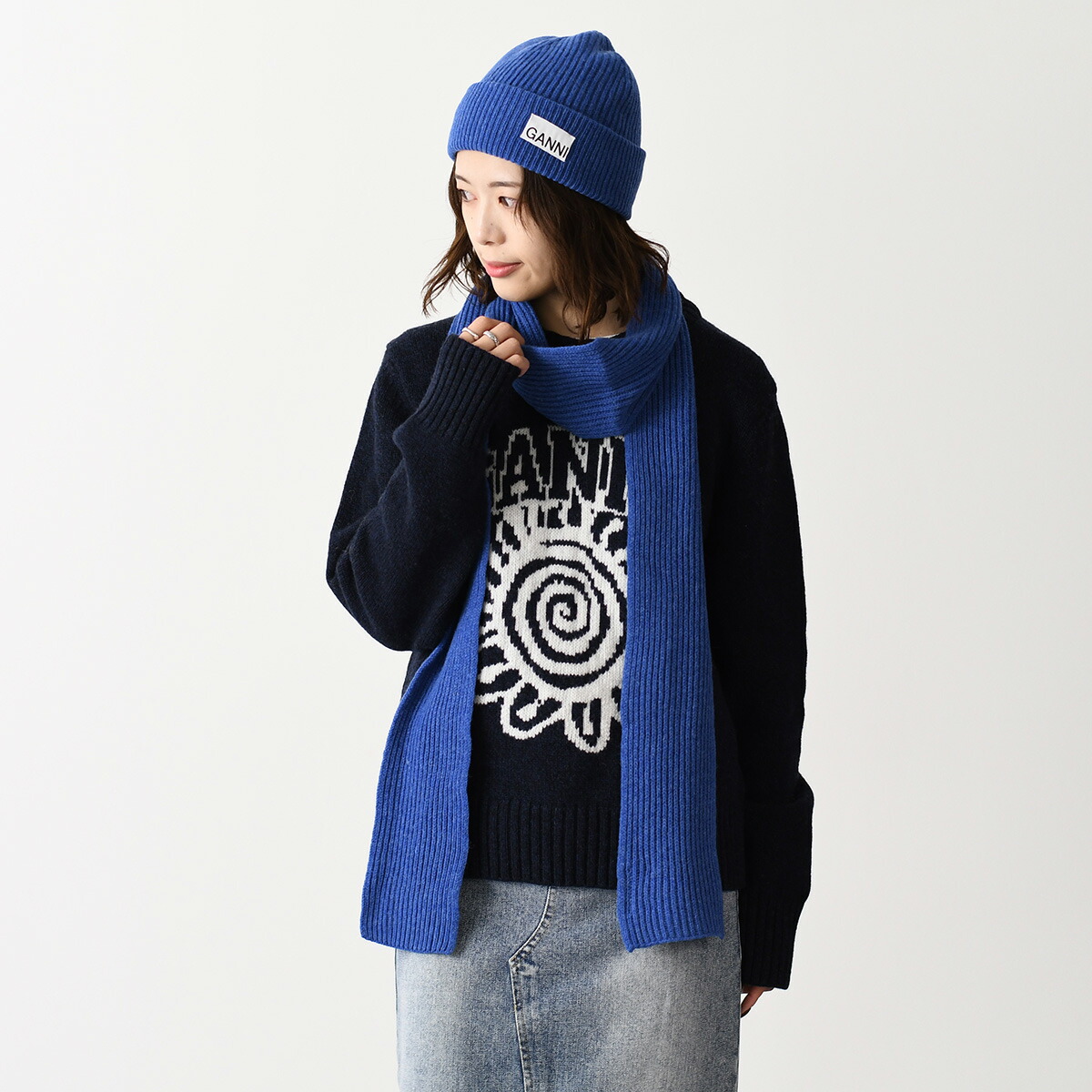 楽天市場】GANNI ガニー マフラー ストール リブニットマフラー A5120
