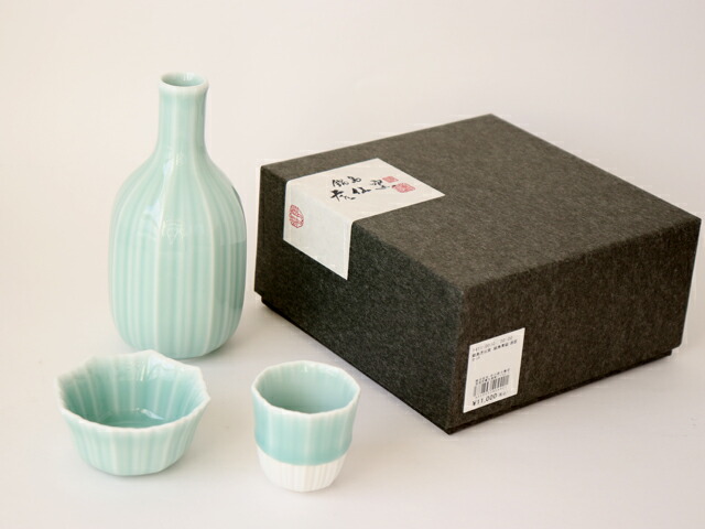 楽天市場】鍋島虎仙窯 鍋島青磁 酒器セット【 徳利 おちょこ 小鉢