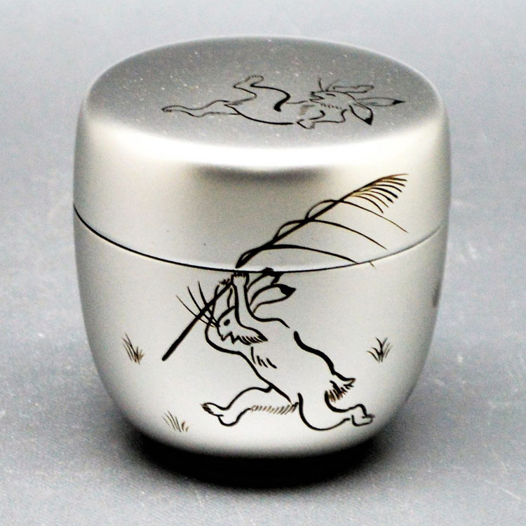 楽天市場】茶道具 棗（なつめ） 中棗 銀地 鳥獣戯画 樹脂製 : お茶