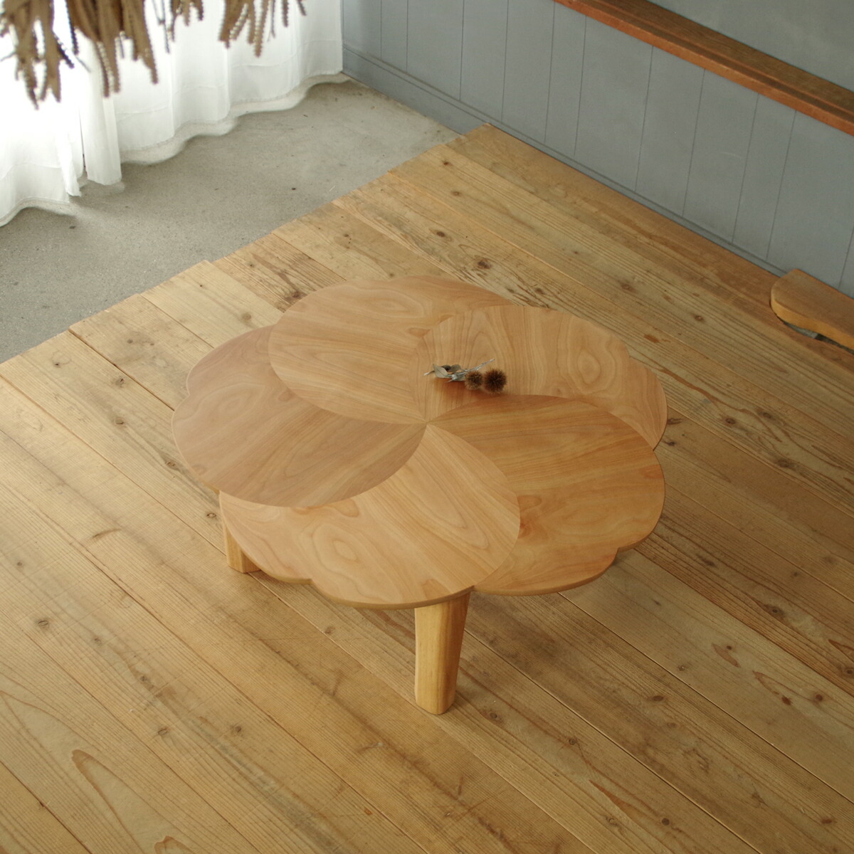 桜 サクラ 一枚板折り畳みテーブル 木製 ローテーブル ちゃぶ台