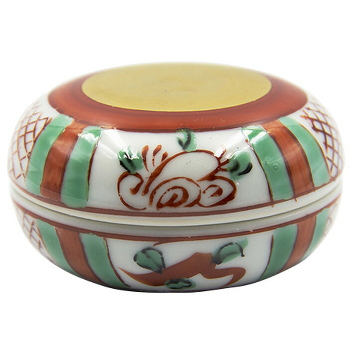 茶道具 古物品 本間焼 菓子器 赤丸 紙箱入 茶道具 古物品 本間焼 菓子