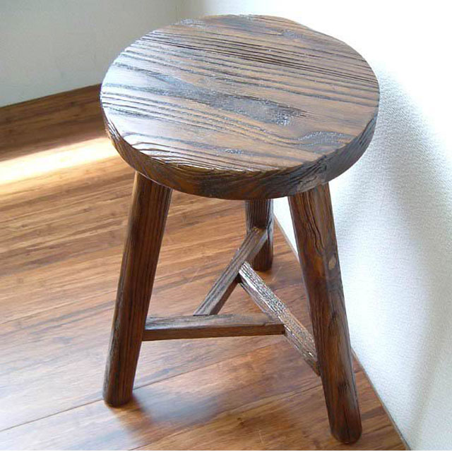 パリの雑貨屋 廃番品 ハンドメイド木製スツール ミニテーブル ダーク