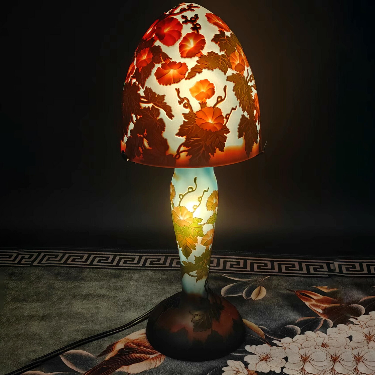 高さ62㎝【特大】山景文エミールガレ風ランプ アンティーク 楽天市場