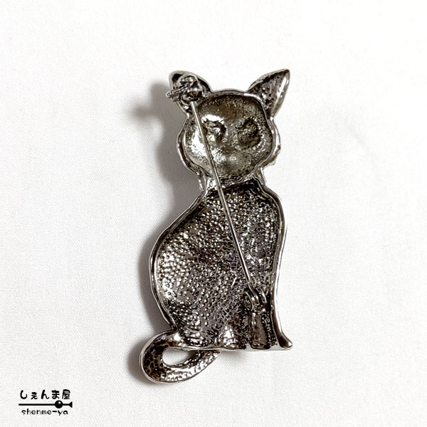 楽天市場】アンティーク調 アンティークシルバーの猫ちゃんブローチ