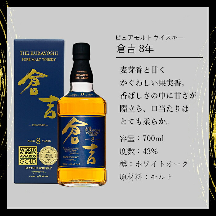 楽天市場】【ギフト対応可】 マツイ ピュアモルトウイスキー 倉吉 8年