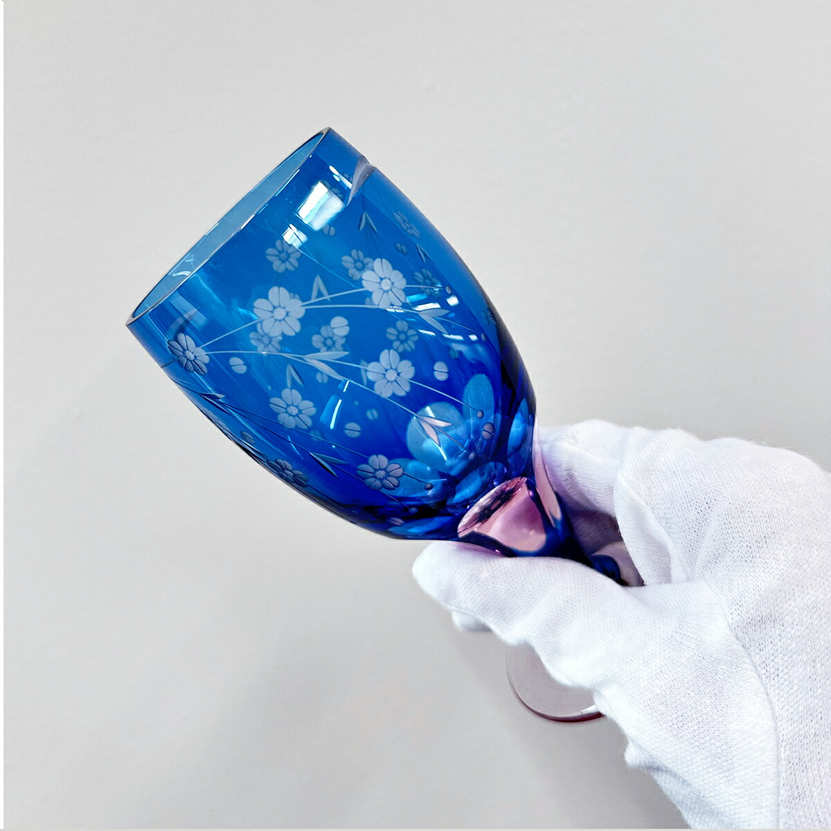 楽天市場】江戸切子 足付グラス ペア 桜文様 彩鳳 M-64-2BP 日本製