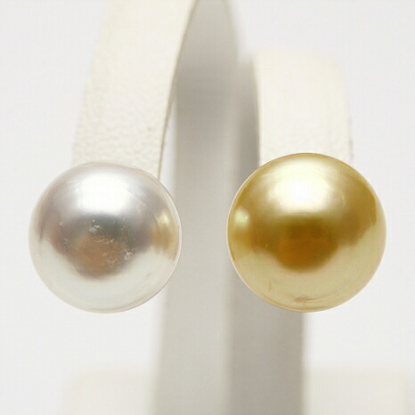 南洋白蝶真珠パールピアス11mmマルチカラーK18製