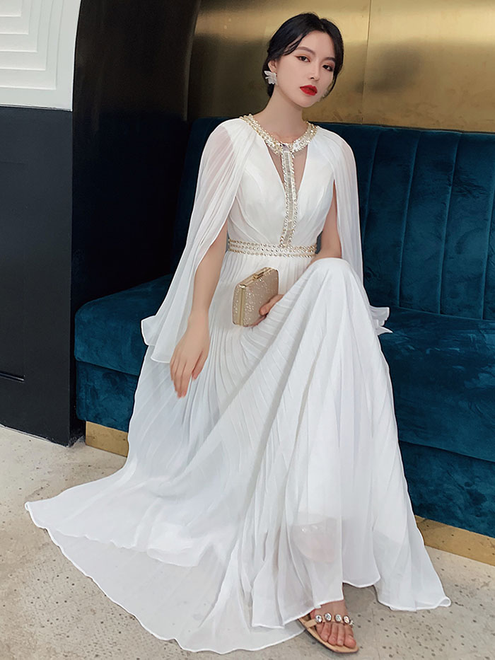 楽天市場】イブニングドレス ロングドレス 演奏会 袖あり パーティー