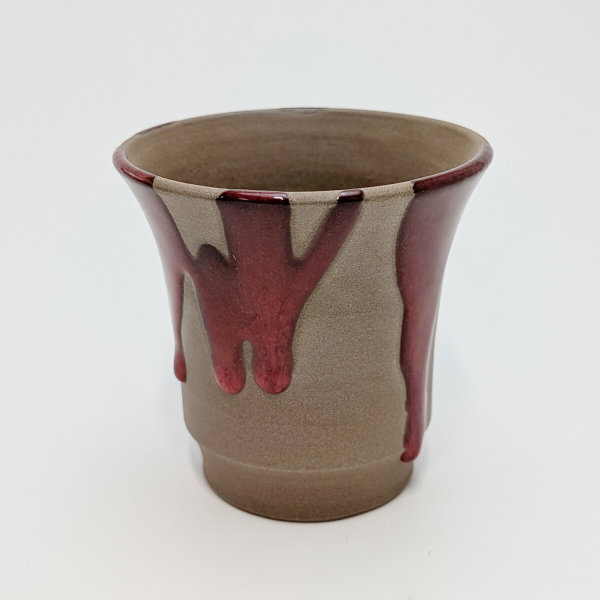 森山焼 赤焼 四代目 鈴木静邨作 紅彩鶴首花瓶 共箱 V 4186