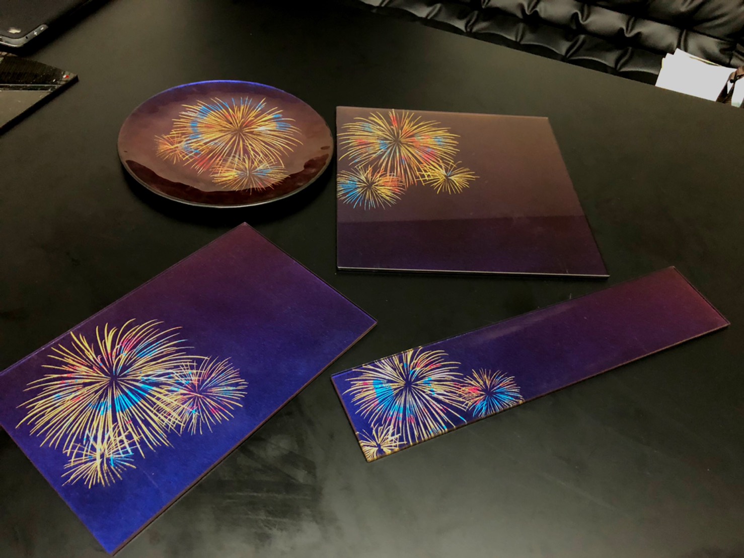 楽天市場】蒔絵 MAKIE MAJO マジョブルー ガラスプレート 花火 花火柄