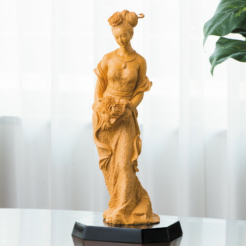 木製アジア風坐像 約20cm 楊貴妃 一刀彫 木製アジア風坐像 約20cm