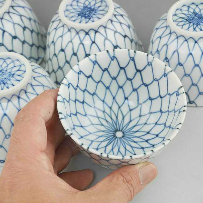 楽天市場】京焼 清水焼 染付青網汲出碗揃 芳山 : 京焼清水焼専門店 松韻堂