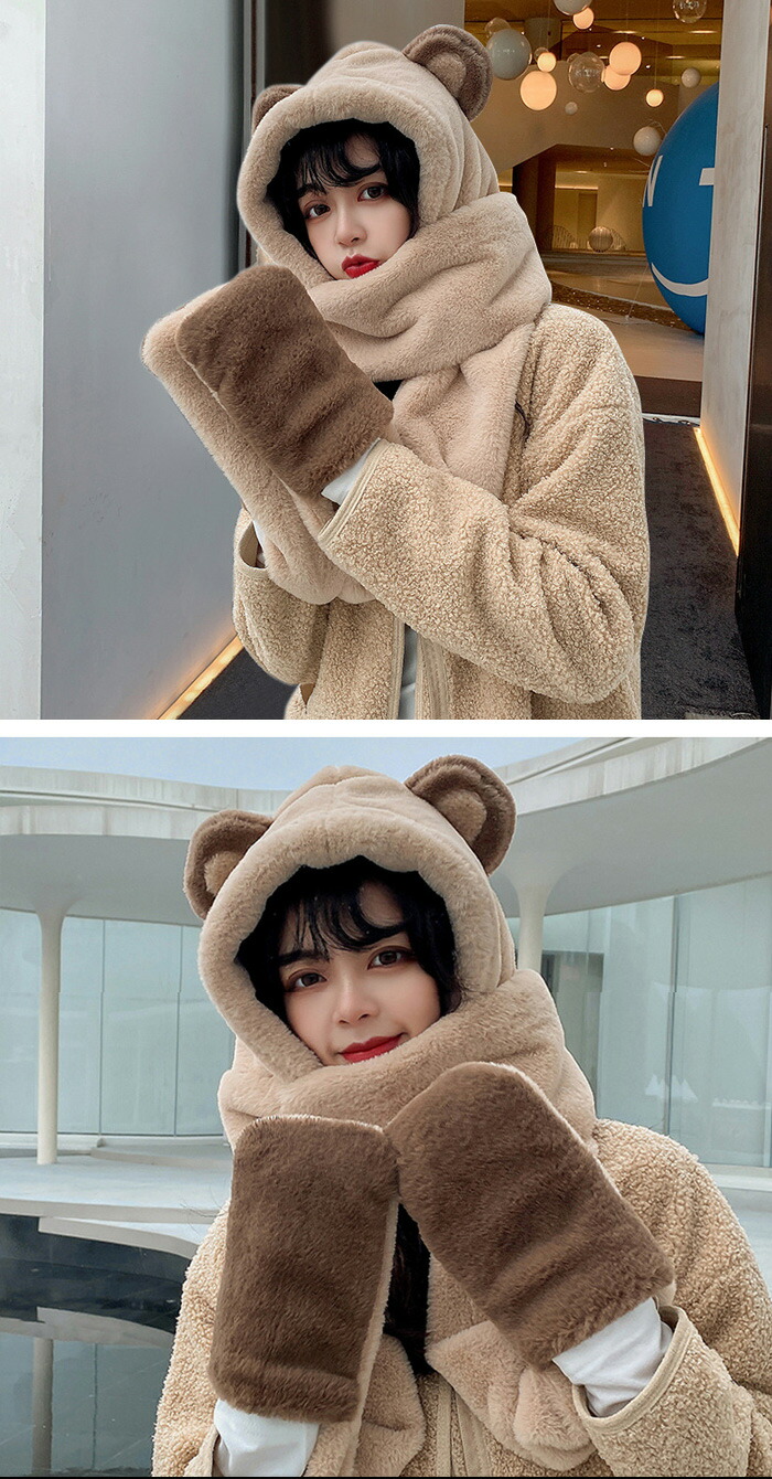 楽天市場】【送料無料】マフラー フード付きマフラーレディース 一体型