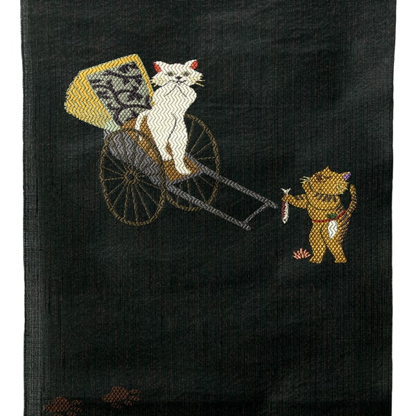 楽天市場】ポイント2倍 クーポンあり 名古屋帯 黒地 猫のプロポーズ