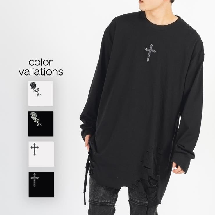 楽天市場】REGIEVO ロンT メンズ 長袖Tシャツ グランジ加工 モード