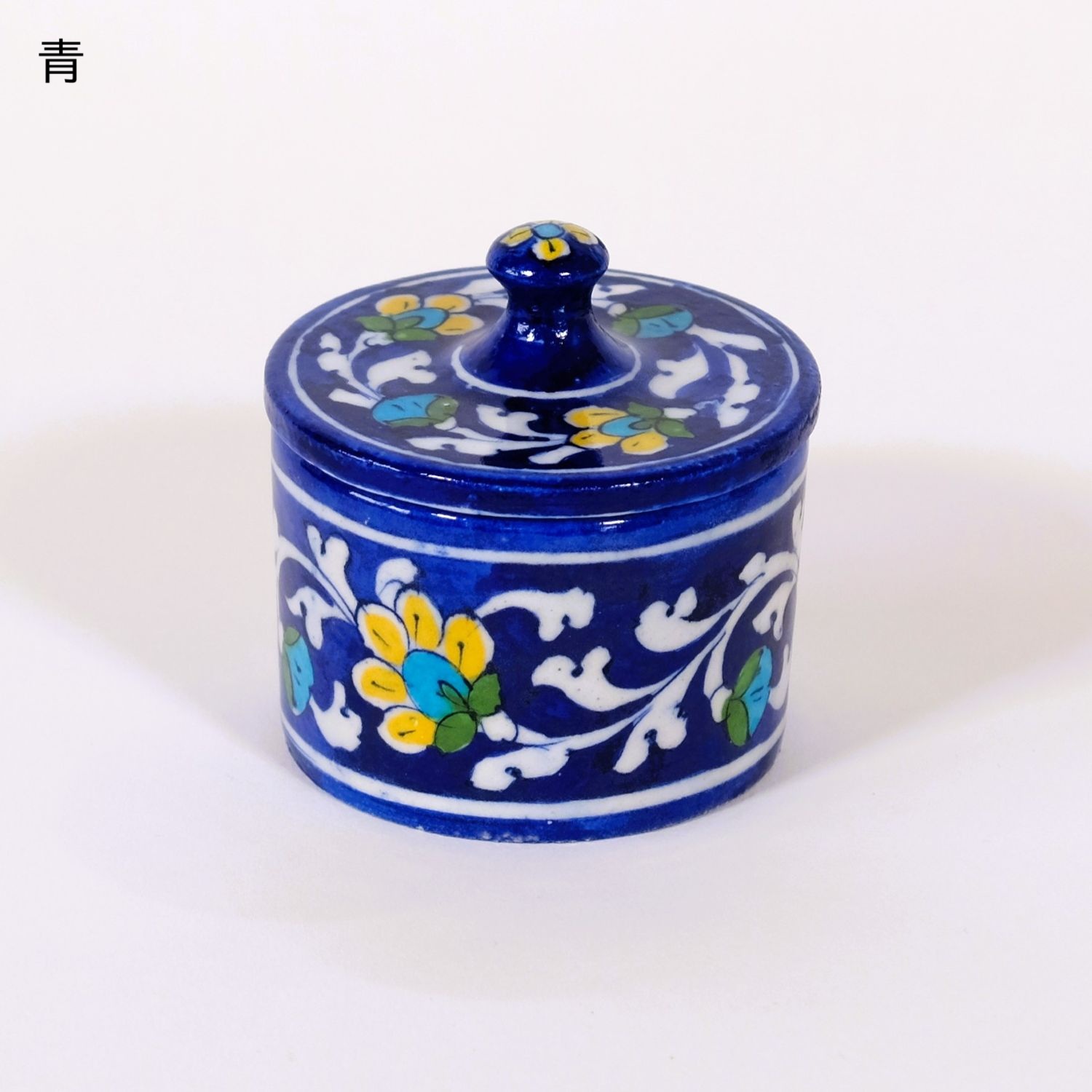 楽天市場】ブルーポタリー インド 陶器 小物入れ 蓋付き 青/水色/赤/緑