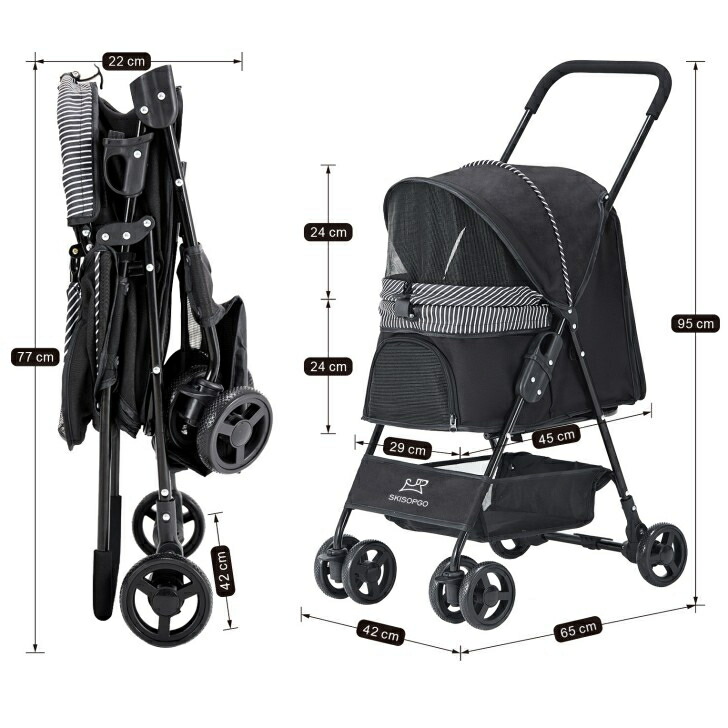 タイムセール skisopgo 軽量ワンキー折りたたみペットカート ウシ柄