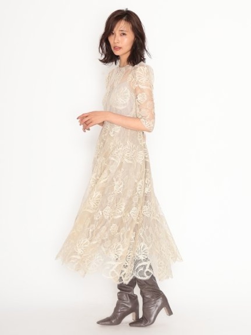 スナイデル ギャザードレープレースドレス