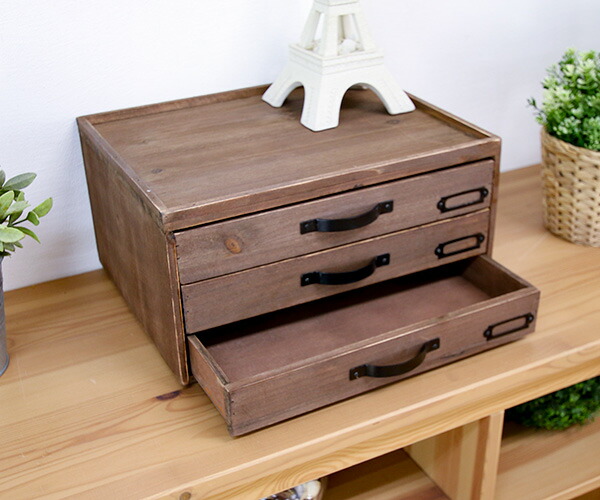 楽天市場】キャビネット 木製 3段 [ブラウン] CCR105 小物収納