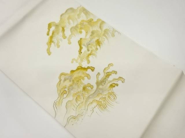 楽天市場】塩瀬金駒刺繍金銀彩荒波模様織出し名古屋帯【中古】【着