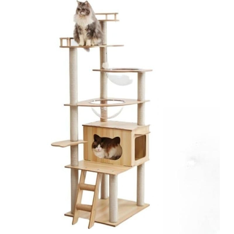楽天市場】キャットタワー 木製 据え置き 高さ185cm 多頭飼い 安定 木