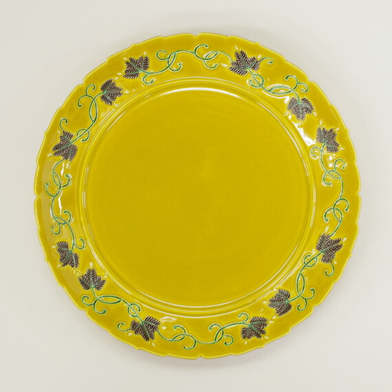 源氏】中村翠嵐 黄交趾 唐草調 菓子鉢 菓子器 茶道具 共箱