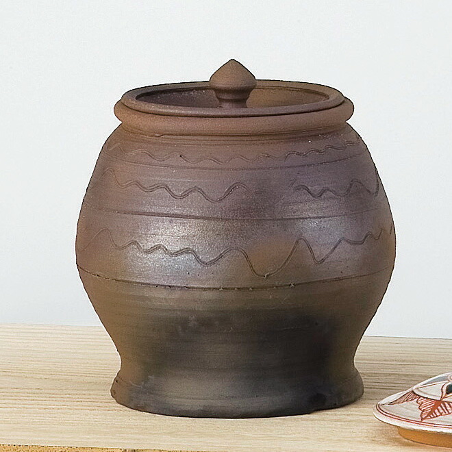 W34 水指 『鼓形』『地紙四季草花』『山岡善昇 造』 共箱 茶道具