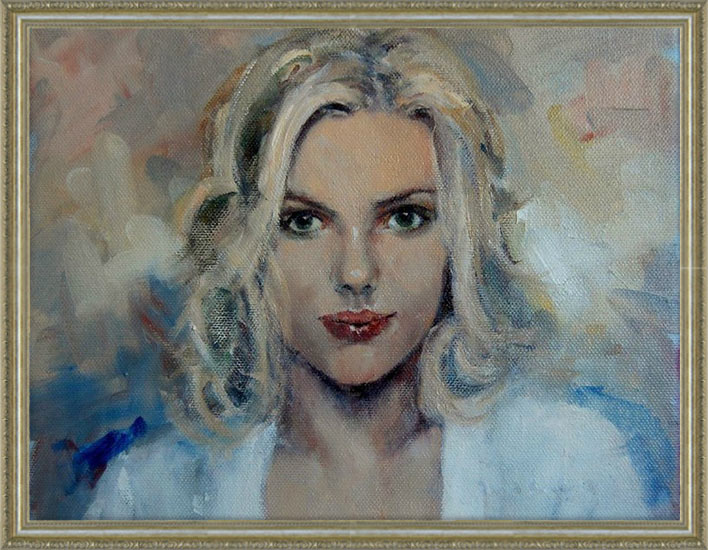 油絵 絵 絵画 インテリア 額付(白) F6-082511 人物 女性像 絵画