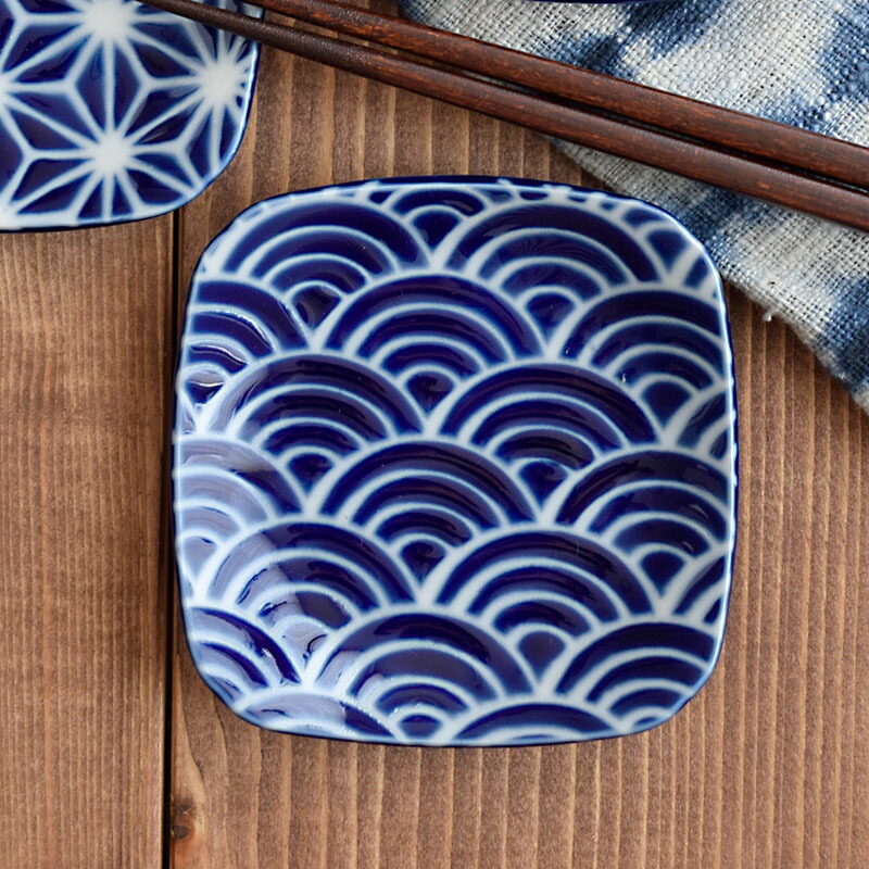 小皿 豆皿 手塩皿 10枚 染付 印判 龍 ドラゴン 銘 角福 小皿 豆