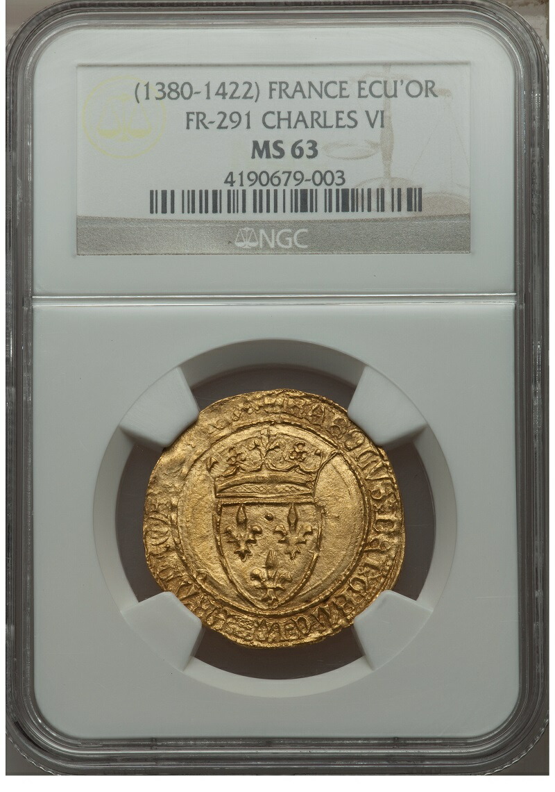 楽天市場】【 NGC鑑定 MS63 】 フランス シャルル6世 エキュ金貨 1380