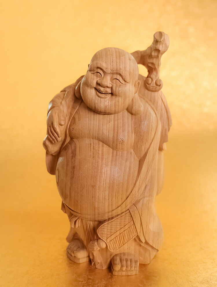 美品 布袋様 35㎝ 3㎏ 芯材上等品の木彫り 布袋尊 蔵出し 【公式通販】