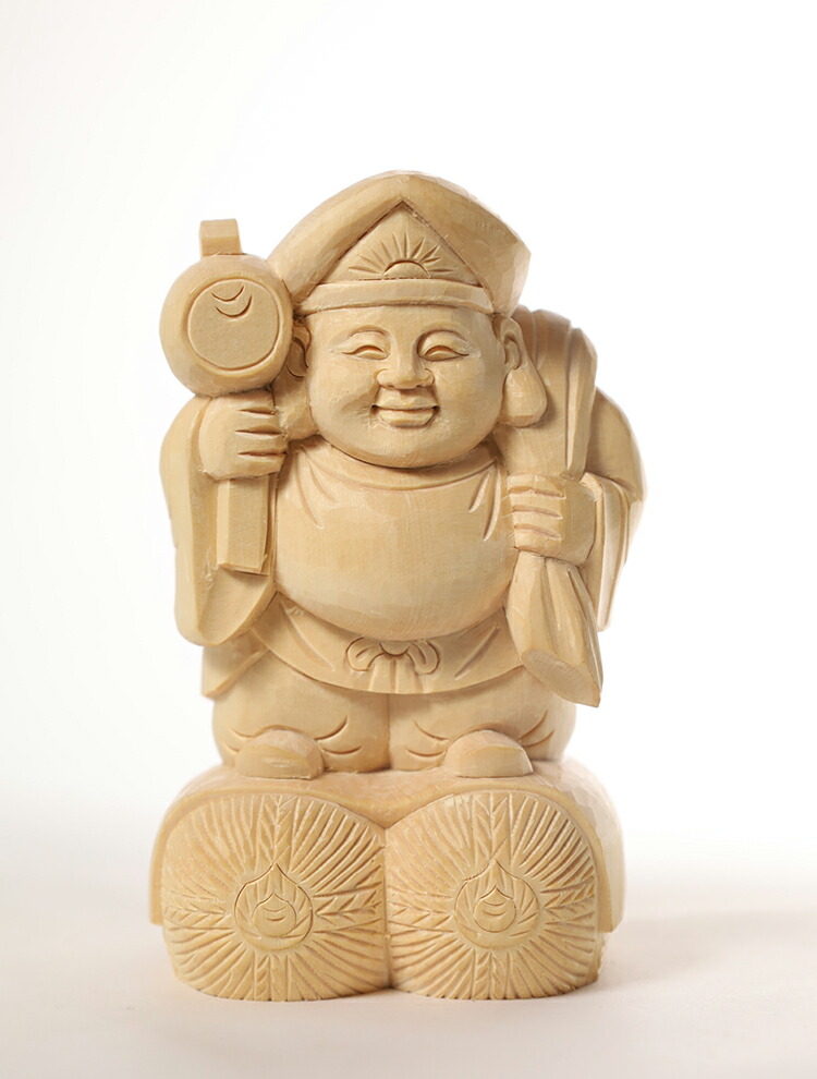 楽天市場】【総高13cm】大黒様 木彫り 置物 一刀彫 / 素材：桧（大黒天