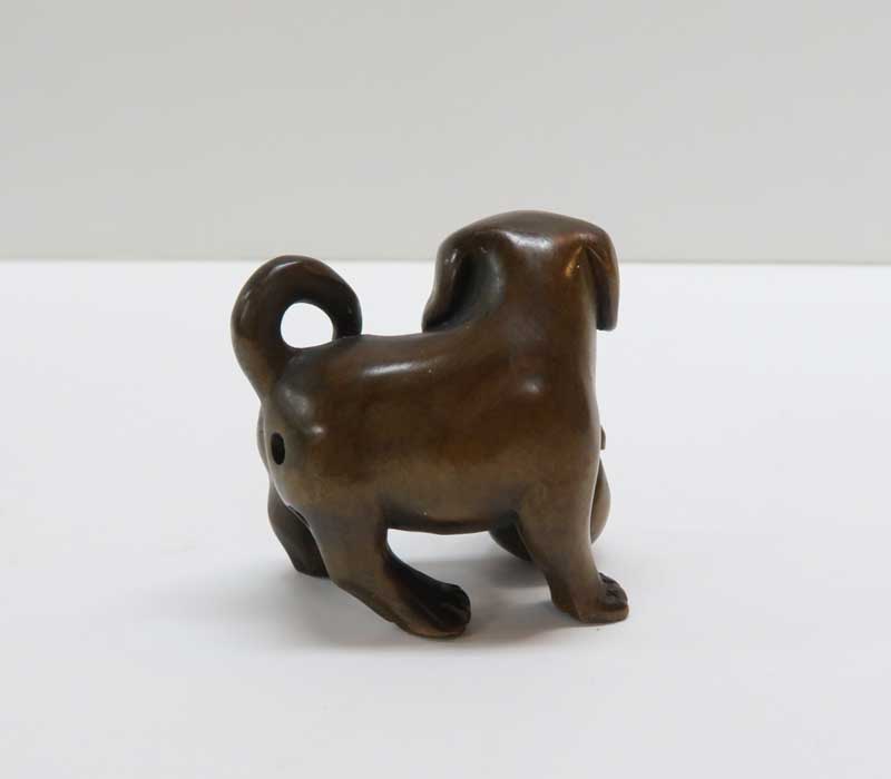 提げ物根付骨材犬天然素材在銘友一彫刻