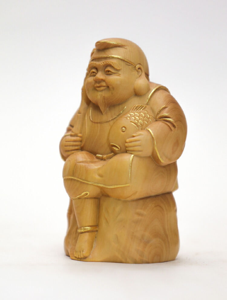 楽天市場】【総高8cm】恵比寿様 木彫り 置物 一刀彫 / 素材：柘植