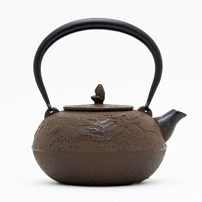 ☆南部釜師 及川鉄作 雲龍紋平丸形鉄瓶 茶道具 Yahoo!オークション