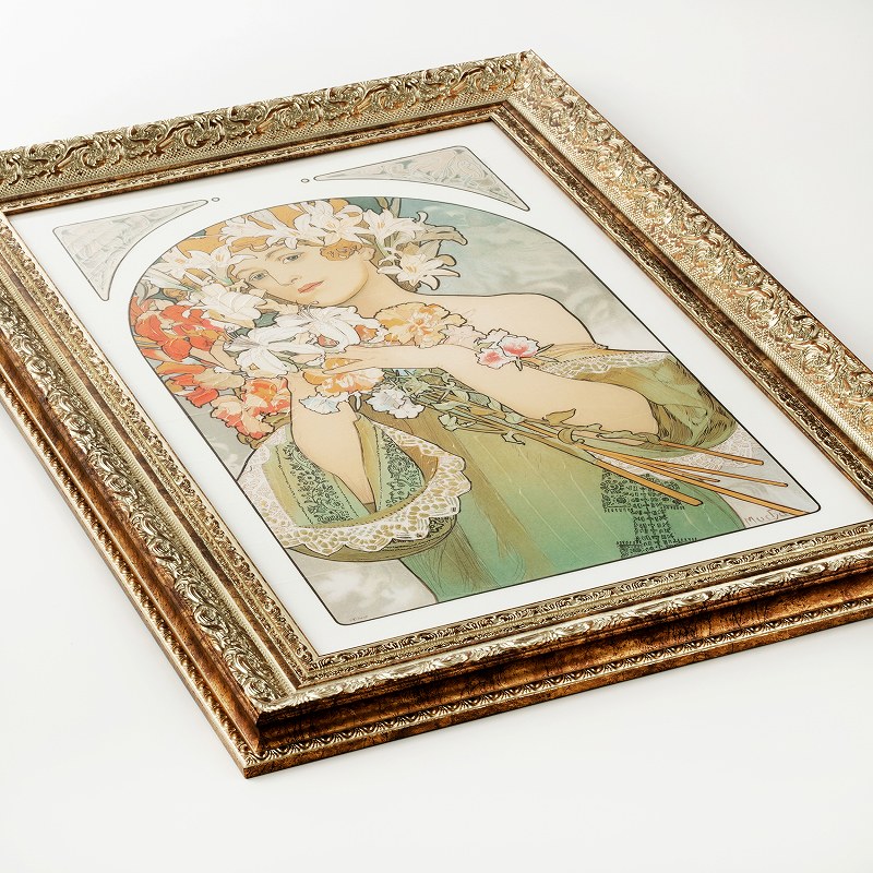 楽天市場】入手済】 アートパネル 57 ミュシャ フラワー アート