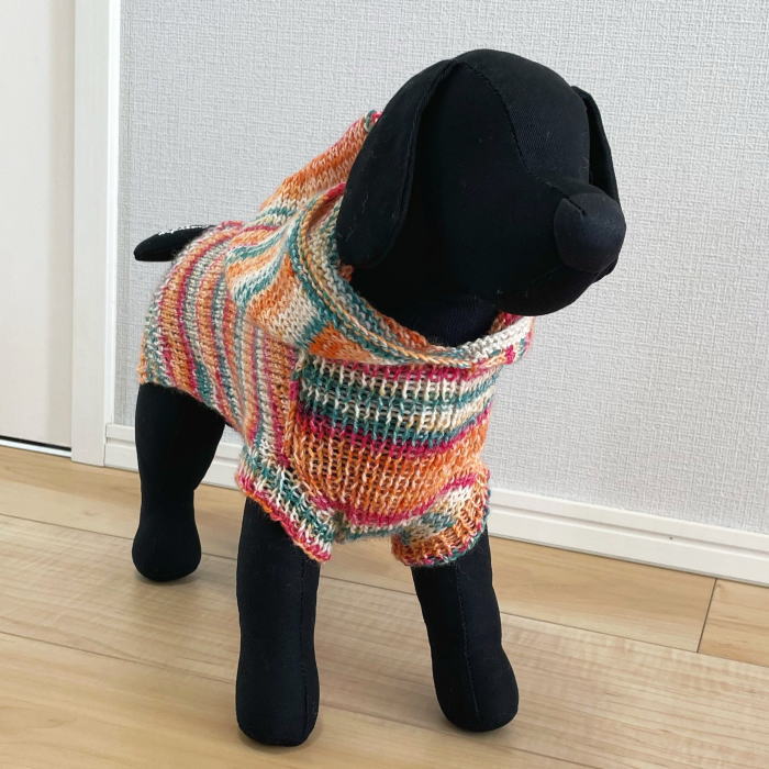 小型犬用手編み服 M I L K 小型犬用手編みセーター☆モノトーン☆ロピ