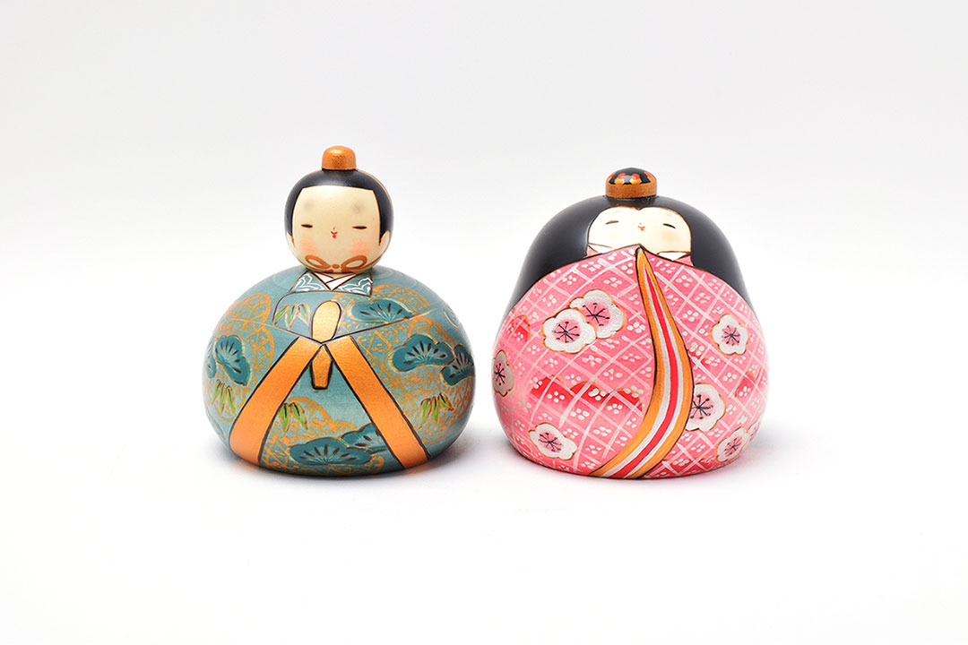 卯三郎こけし ひな祭り お雛さま こけし 春の花雛 日本製 新品 箱付き