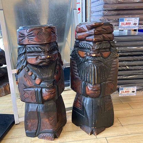 楽天市場】【中古】装飾 木彫りアイヌの人 幅300×奥行300×高さ500