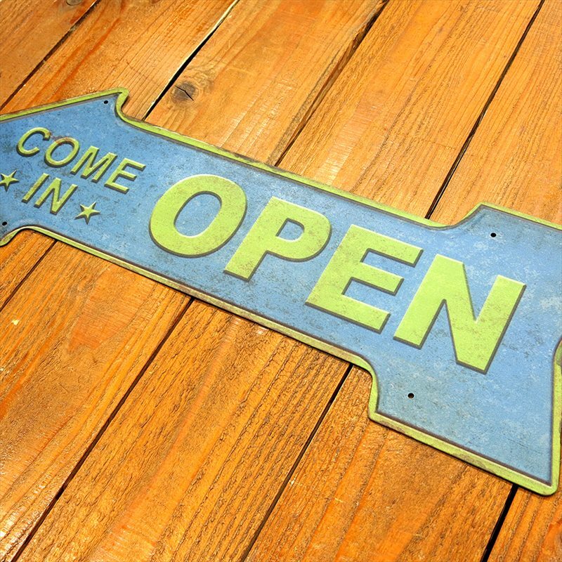 楽天市場】OPEN アメリカン雑貨 サインプレート ブリキ看板 矢印 OPEN