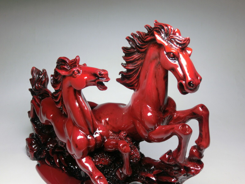 楽天市場】水晶付 開運 赤色 双馬 ( 2頭馬 )＜風水グッズ・開運グッズ